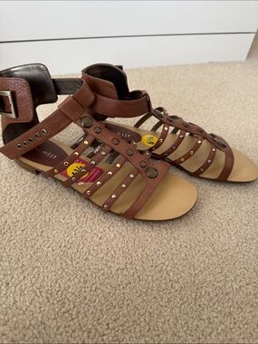Nine West Brown Gladiator Studded Sandals